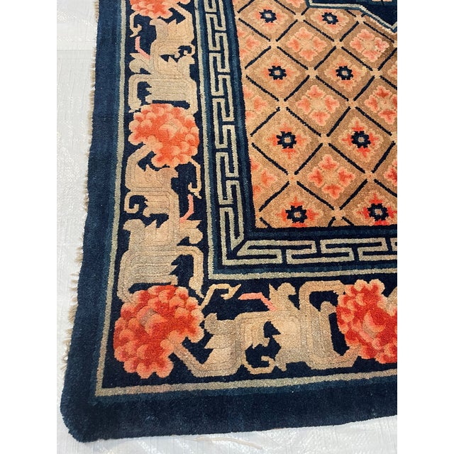 Chinese Antique 1900s Chinese Floral Medallion Rug 7'2" X 4'5" For Sale - Image 3 of 4
