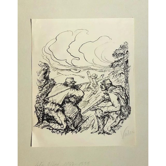 Two Soldiers - Original Lithograph by A. Kubin - 1933 1933 For Sale - Image 3 of 4