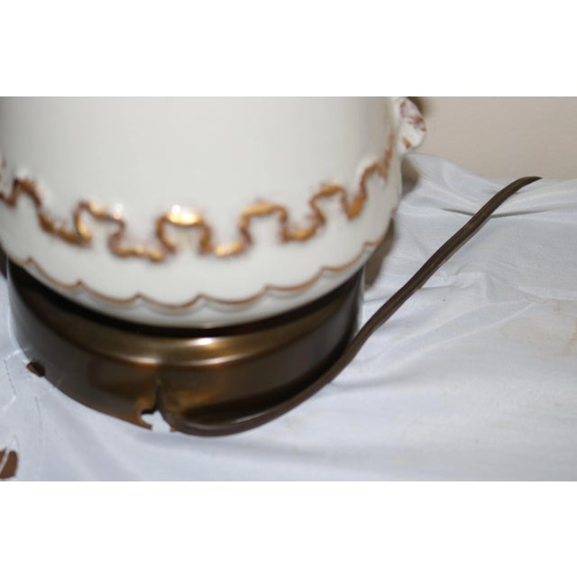 Art Deco 1930s Rembrandt Art Deco White Floral Porcelain Table Lamps - A Pair For Sale - Image 3 of 13