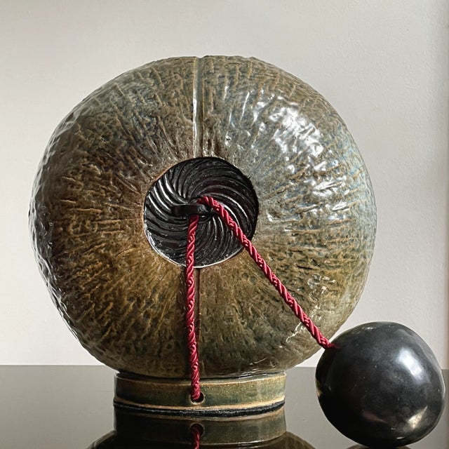 Mid 20th Century Archaic Style Ceramic Vessel With Black Ball Stopper, Signed For Sale - Image 4 of 6