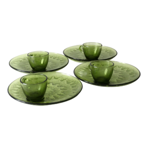 Vintage 70s Indiana Glass Sunburst Snack Set