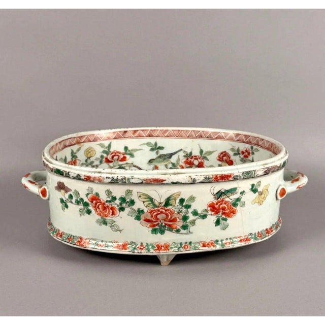 A porcelain garden set in the famille verte style, Kangxi period (1662-1722), early 18th century . Dimensions: 11.5 x 36 x...