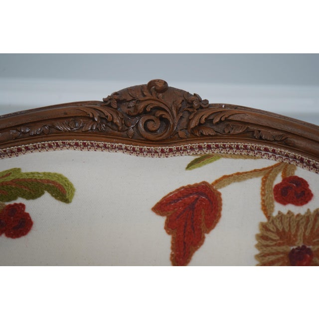 1950s Vintage French Chaise Lounge New Crewel Work Upholstery For Sale - Image 5 of 18