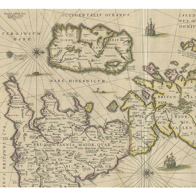 Antique Map of the Ancient British Isles by Janssonius, 1640 For Sale - Image 3 of 5