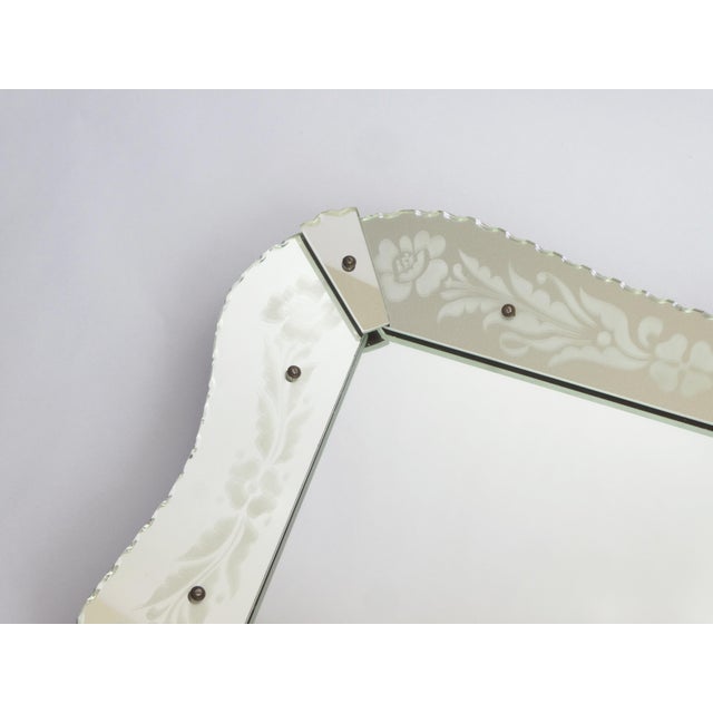 Venetian Rectangular Silver Mirror with Cut Floral Details, Italy, 1950s For Sale - Image 9 of 11