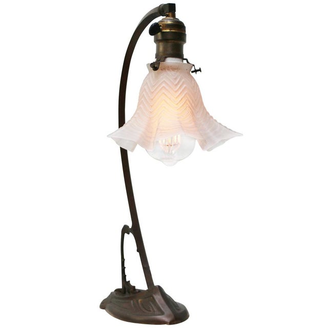 French glass, brass desk light / table lamp 2.5 meter black cotton wire, plug and switch available with uk / us plug e27 /...