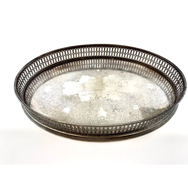 Metal Vintage Italian Silverplate Pierced Gallery Tray by Wil For Sale - Image 7 of 10