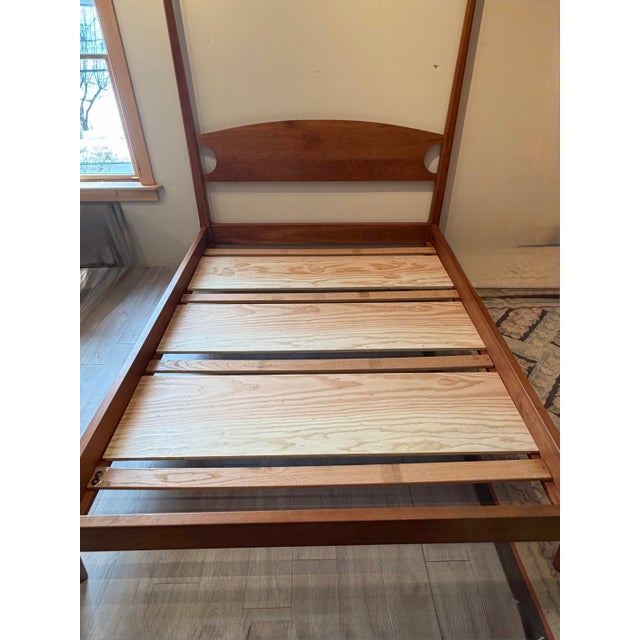 Chocolate Custom Made Shaker Cherry Pencil Post Bed Frame For Sale - Image 8 of 12