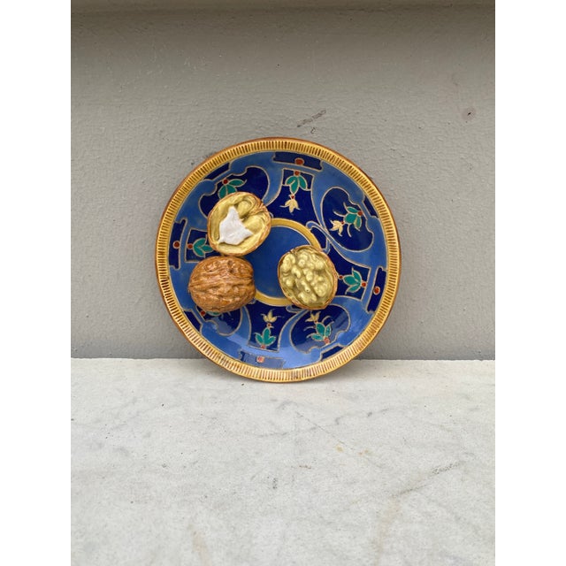 Very rare small Majolica Palissy wall platter signed Auguste de Chauvigne dated 1829. Auguste de Chauvigne ( 1829-1904)...