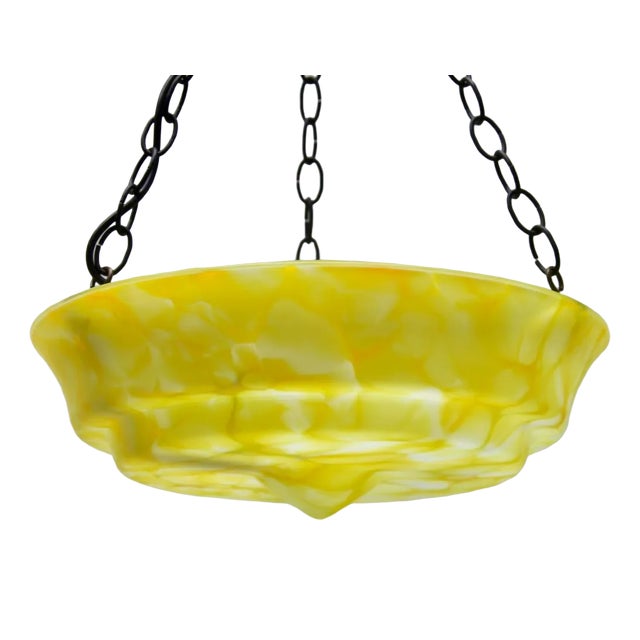 Art Deco Scailmont Belgium Glass Shade Ceiling Lamp, 1930s For Sale