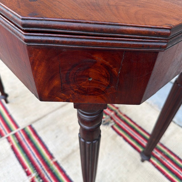 Wood Antique Mahogany Sheraton Flip Top Game Table, Salem or Boston, Massachusetts, Circa 1810s For Sale - Image 7 of 12