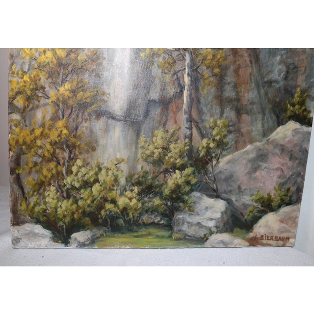 Vintage Original J Bierbaum Oil Painting Landscape Rock Mountain Realism Canvas For Sale In New York - Image 6 of 12