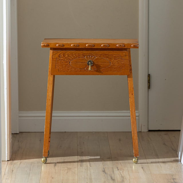Cabin Mid-20th Century Hand-Carved New Mexico Pine Side Table in the Wpa Tradition For Sale - Image 3 of 13