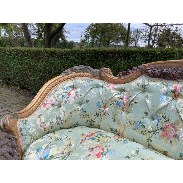 Louis XVI Style Sofa in Green For Sale - Image 9 of 13