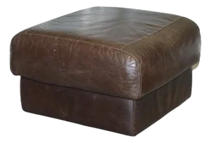 Vintage Brown Leather Ottoman