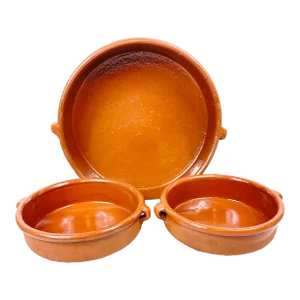 Vintage Glazed Terracotta Serving Dishes-Set of 3