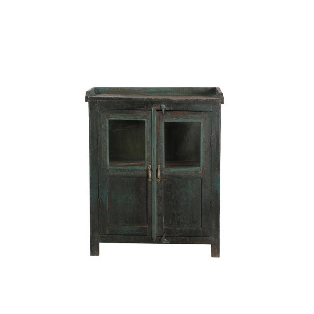 Indian Vintage Indian Painted Teakwood Small Bookcase For Sale - Image 3 of 5