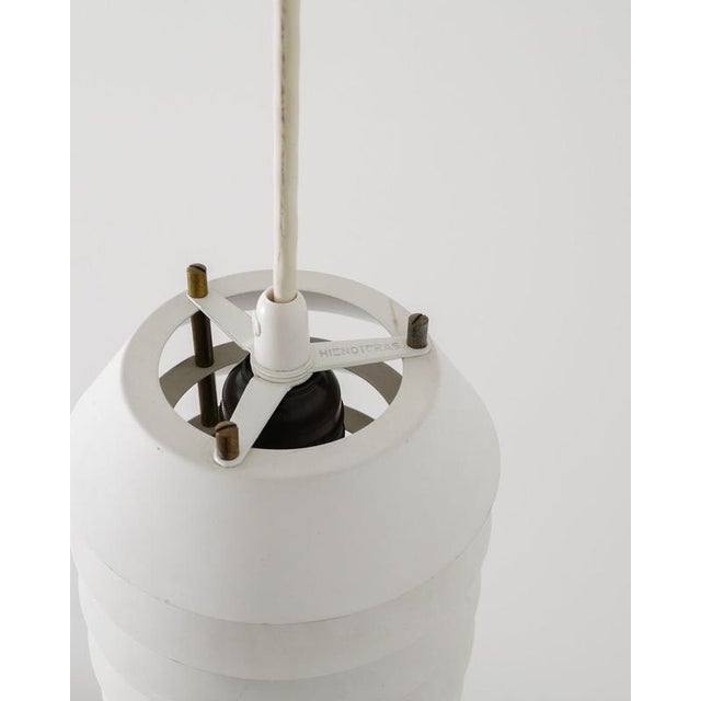 1950s Mid-Century Finnish White Cylinder Pendant Lamps by Ilmari Tapiovaara, 1950s, Set of 2 For Sale - Image 5 of 6