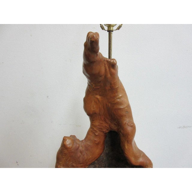 Vintage Mid Century Live Edge Free Form Hollow Log Table Lamp For Sale - Image 5 of 11