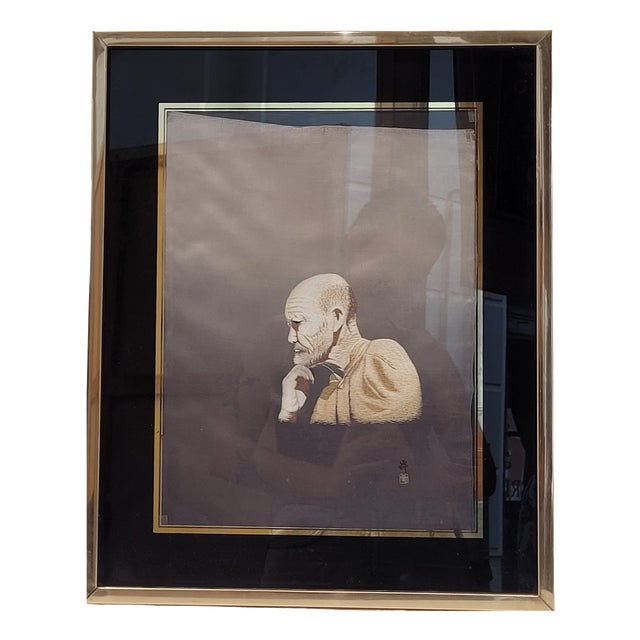 Japanese Artist, Portrait of a Thinker, 1920s, Silk For Sale