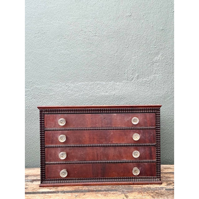 Victorian Vintage Bead Trim Table Top Chest of Drawers For Sale - Image 3 of 12
