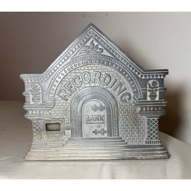 19th Century Rare Antique the National Dime Recording Bank Cast Iron Still Bank 1890's For Sale - Image 5 of 12