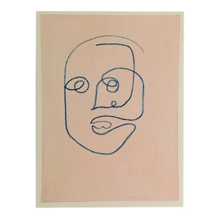 "Faces Volume 1 Piece 8" Contemporary Abstract Face Pastel Drawing For Sale