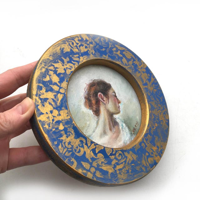 Framed Portrait Girl Original Painting Victorian Wall Decor by Valeriya Serova For Sale - Image 4 of 7