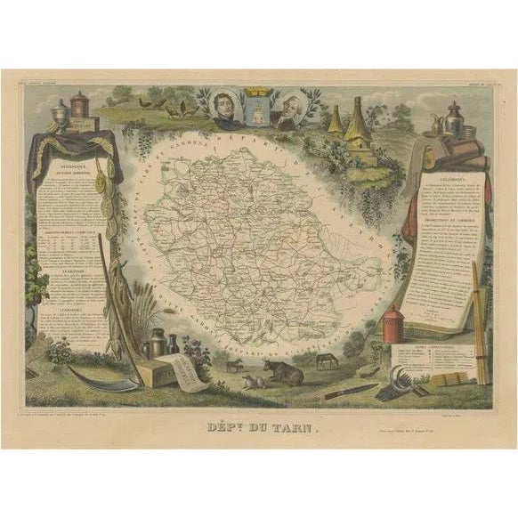 Map of the French Department of Tarn For Sale - Image 6 of 6