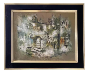 Mediterranean Village, 1971, Canvas, Framed