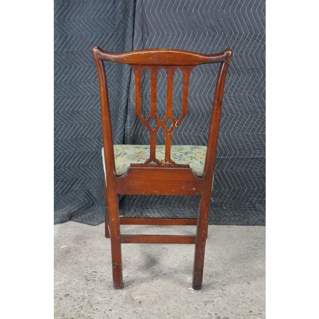 Antique Victorian Gothic Chippendale Style Carved Mahogany Chair Animal Print For Sale - Image 16 of 18