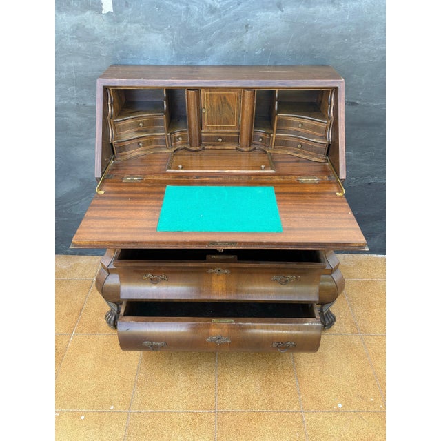 Baroque Style Bombe Secretary Desk, Mid-20th Century For Sale - Image 4 of 16