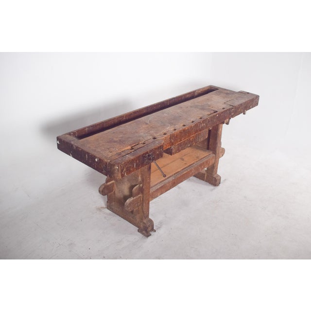 Wood Portuguese Woodworkers Workbench, 1950s For Sale - Image 7 of 11
