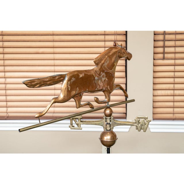 Vintage Copper and Brass Galloping Horse Weathervane on Stand For Sale - Image 4 of 6