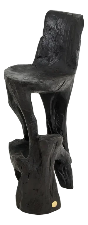 Makha Wood Sculptural Bar Chair by Logniture