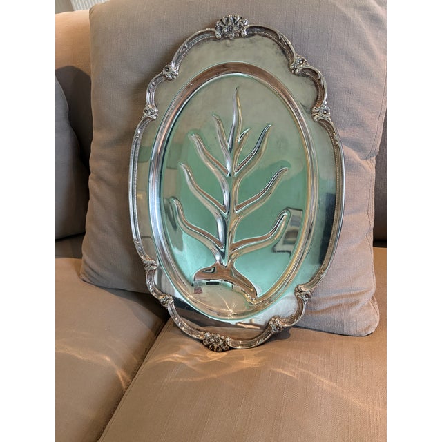 Early 21st Century Silver Plated Oval Serving Tray For Sale - Image 5 of 8