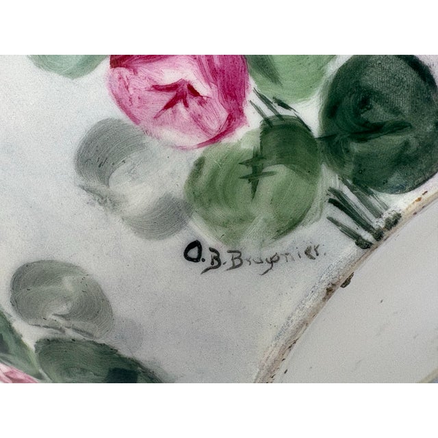 Early 20th Century Artist-Signed Hand-Painted Porcelain Rose Bowl Vase For Sale - Image 10 of 12