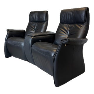 Duo Relax Cinema Chairs in Black Leather from Elastoform, Set of 2 For Sale