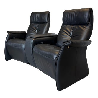 Duo Relax Cinema Chairs in Black Leather from Elastoform, Set of 2 For Sale