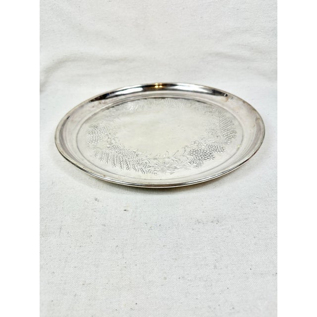Gorham Silver Co. Vintage Floral Design Silver Plated Serving Tray For Sale - Image 4 of 8