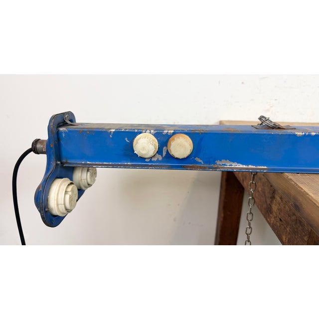 Industrial Blue Hanging Tube Light, 1970s For Sale - Image 17 of 18
