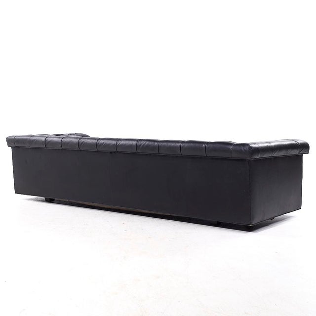 Animal Skin Edward Wormley for Dunbar Model 5407 Mid Century Black Leather Party Sofa For Sale - Image 7 of 9
