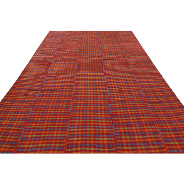 Rug & Kilim VintageTurkish Kilim in Red With Stripes and Plaid Pattern | Rug & Kilim For Sale - Image 4 of 7