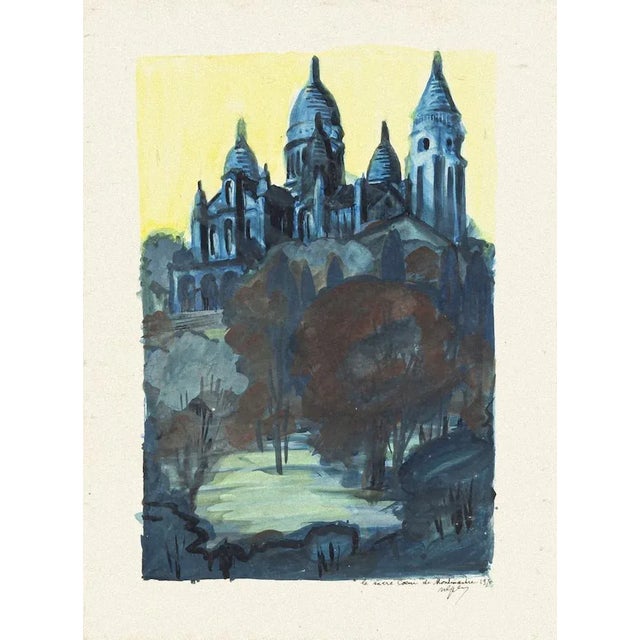 Basilica of the Sacred Heart of Paris is an original drawing in mixed media on cardboard realized by an unknown artist in...