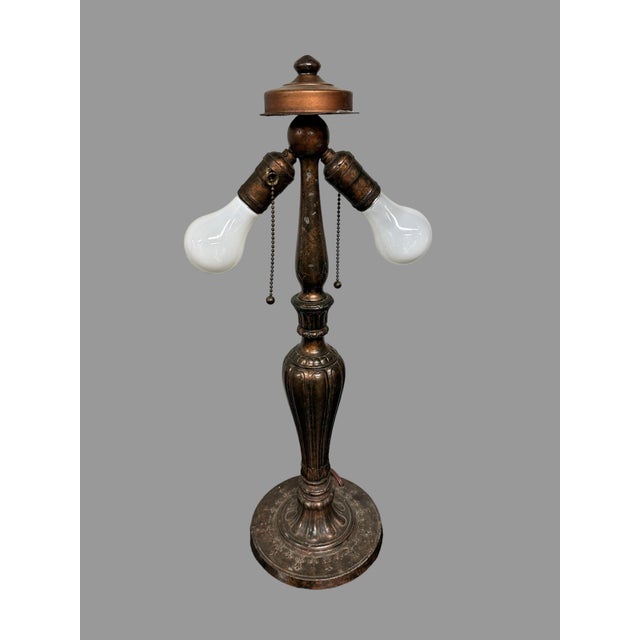 Antique Arts & Crafts Scenic Reverse Painted Table Lamp 1920 For Sale - Image 10 of 11