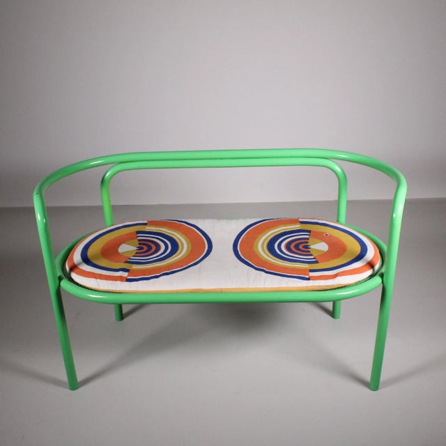 Chartreuse Set of Benches with Cushions by Gae Aulenti for Locus Solus For Sale - Image 8 of 11