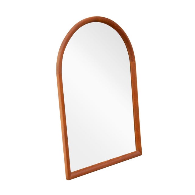 Denmark or Norway, 1960s Vintage Scandinavian teak mirror with arched design. Minimal but not boring. The details in this...