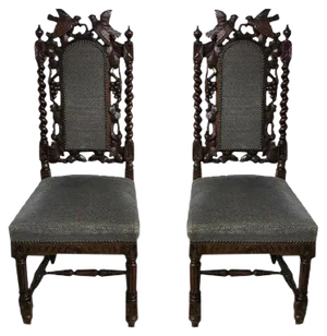 Set of Antique Carved Wooden Chairs, 1880s