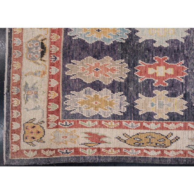 Turkish Oushak Rug Multicolor Handwoven Tribal Design Rug 5'7" X 7'10" For Sale In Houston - Image 6 of 9