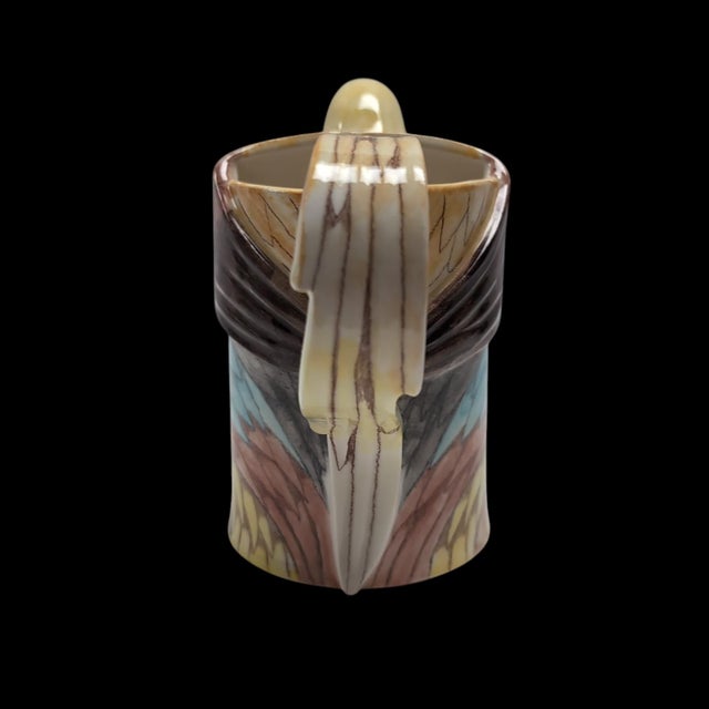 Hand-Painted Ceramic Parrot Bird Pitcher Vase Figural Colorful 7" Tall Signed E. Bolz For Sale - Image 4 of 9